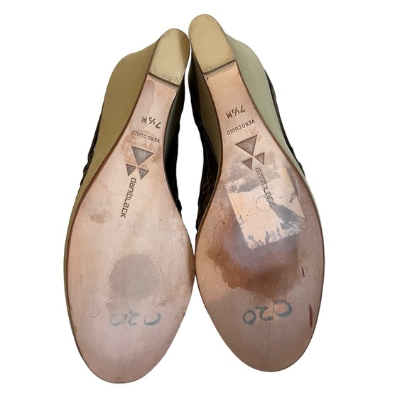 Dani Black Brown Leather Huarache Wedges, Sz 7.5 - Picture 12 of 12